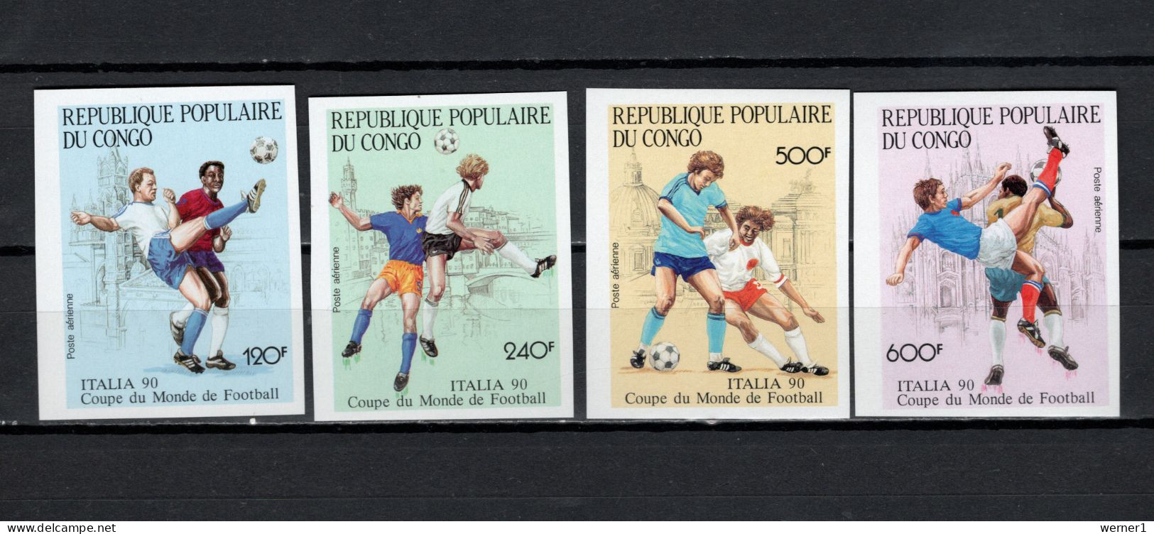 Congo 1990 Football Soccer World Cup Set Of 4 Imperf. MNH - Scarce- - 1990 – Italia