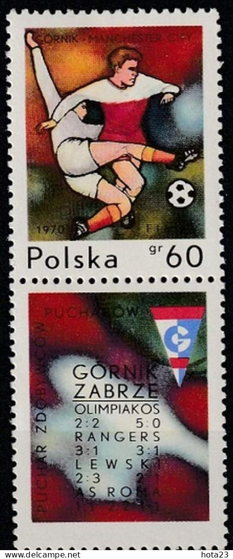 (!) Poland 1970 Football Sport Manchester City Vs Gornik Zabre STAMP PAIR MNH - Ungebraucht