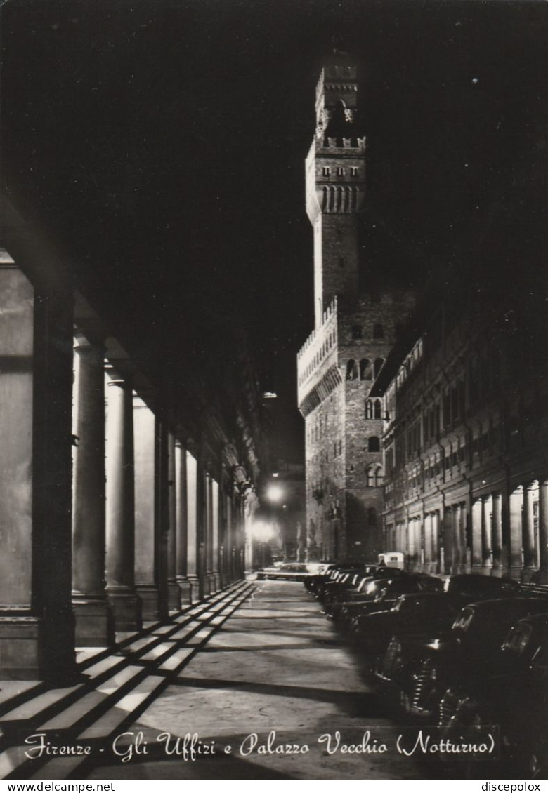 AD168 Firenze - Galleria Degli Uffizi E Palazzo Vecchio - Notturno Notte Nuit Night Nacht Noche / Non Viaggiata - Firenze (Florence)