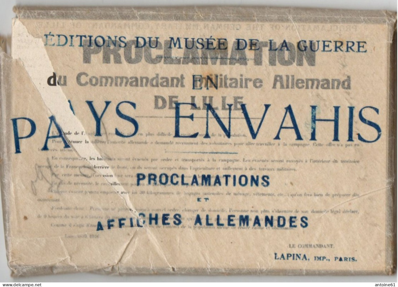 PROCLAMATIONS Et AFFICHES  ALLEMANDES En PAYS ENVAHIS - Pochette Complete De 20 Cpa - Weltkrieg 1914-18