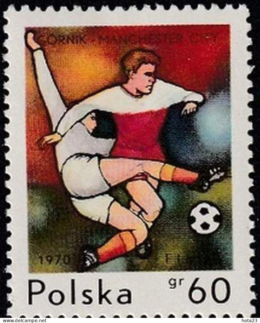 (!) Poland 1970 Football Sport Manchester City Vs Gornik Zabre STAMP MNH - Unused Stamps