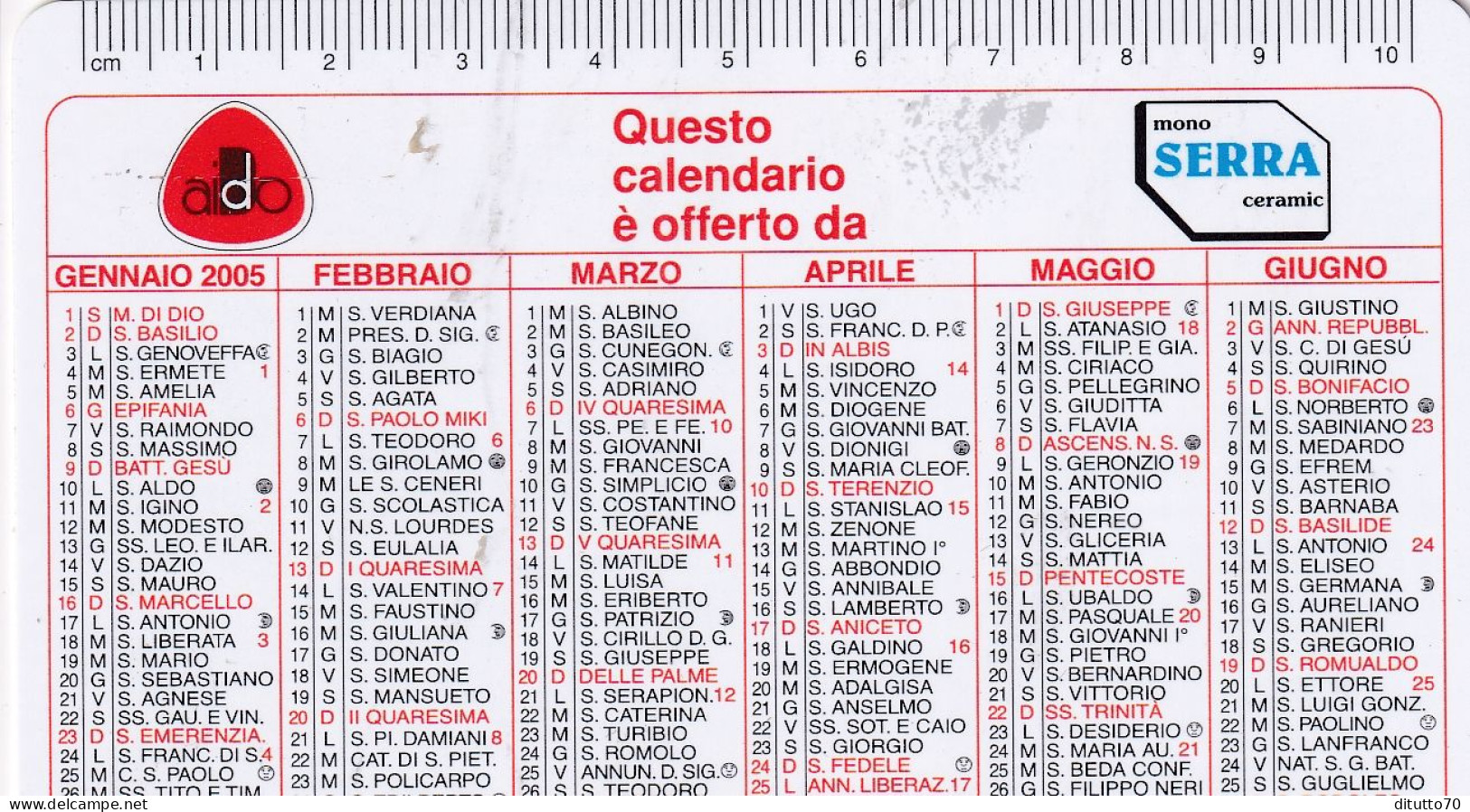 Calendarietto - AIDO Associazione Italiana Per La Donazione Di Organi - Bologna - Anno 2000 - Petit Format : 1991-00