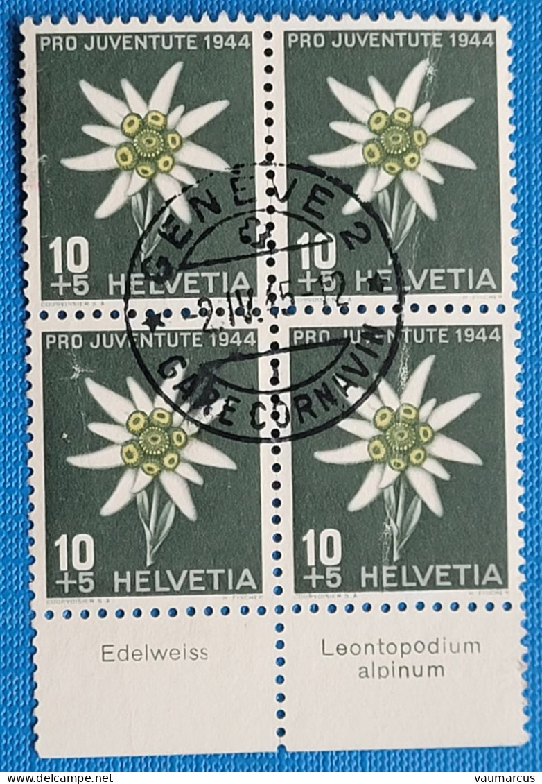 1944 Zu J 110 PRO JUVENTUTE Avec TABS En Allemand + Français Bloc De 4 Obl. - Used Stamps