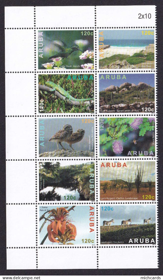 323 ARUBA 2013 - Y&T 741/50 - Oiseau Hibou Lezard Fleur Cactus Ane - Neuf ** (MNH) Sans Charniere - Curacao, Netherlands Antilles, Aruba