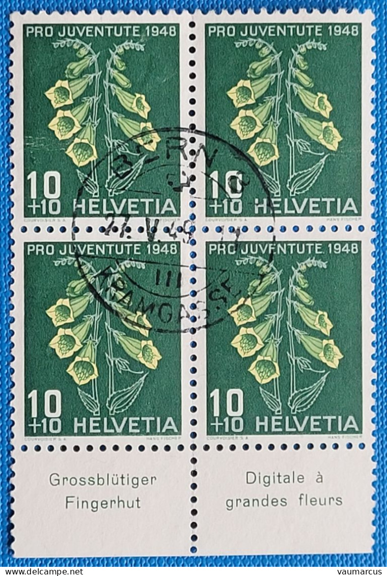 1948 Zu J 126 PRO JUVENTUTE Avec TABS En Allemand + Français Bloc De 4 Obl. - Used Stamps