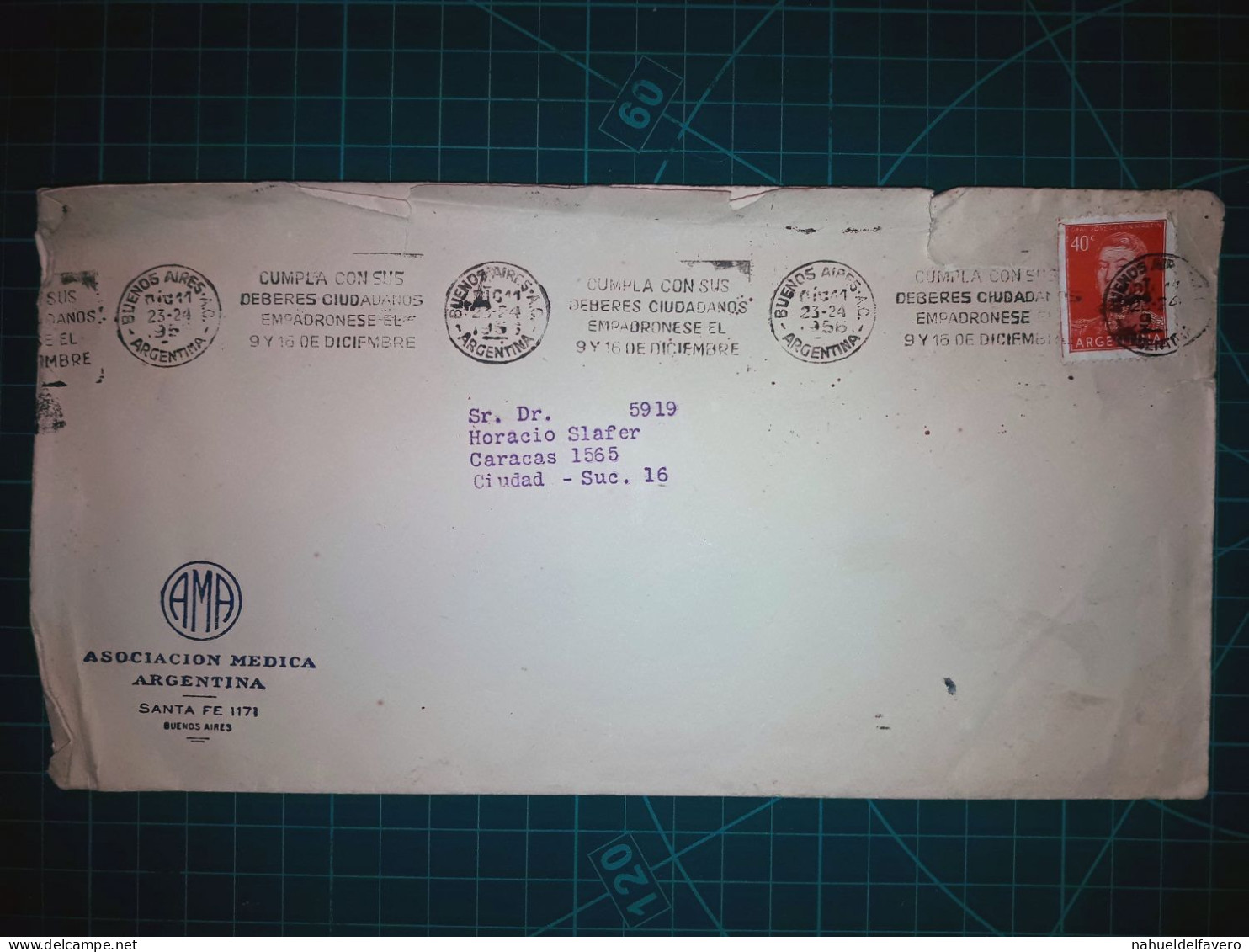 ARGENTINE; Enveloppe De « L'Association Médicale Argentine » Avec Une Banderole Parlante « Respectez Vos Devoirs Civique - Used Stamps