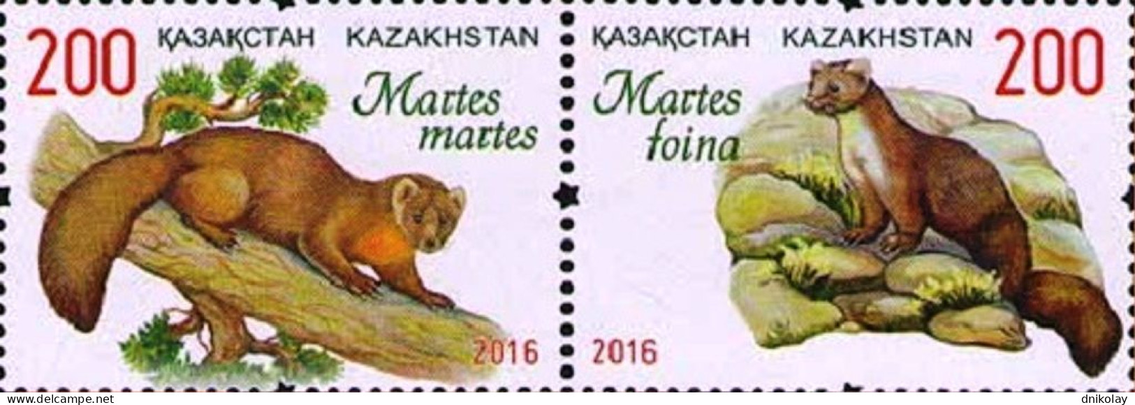 2016 991 Kazakhstan Pair Red Book Of Kazakhstan - Marten MNH - Kazakhstan