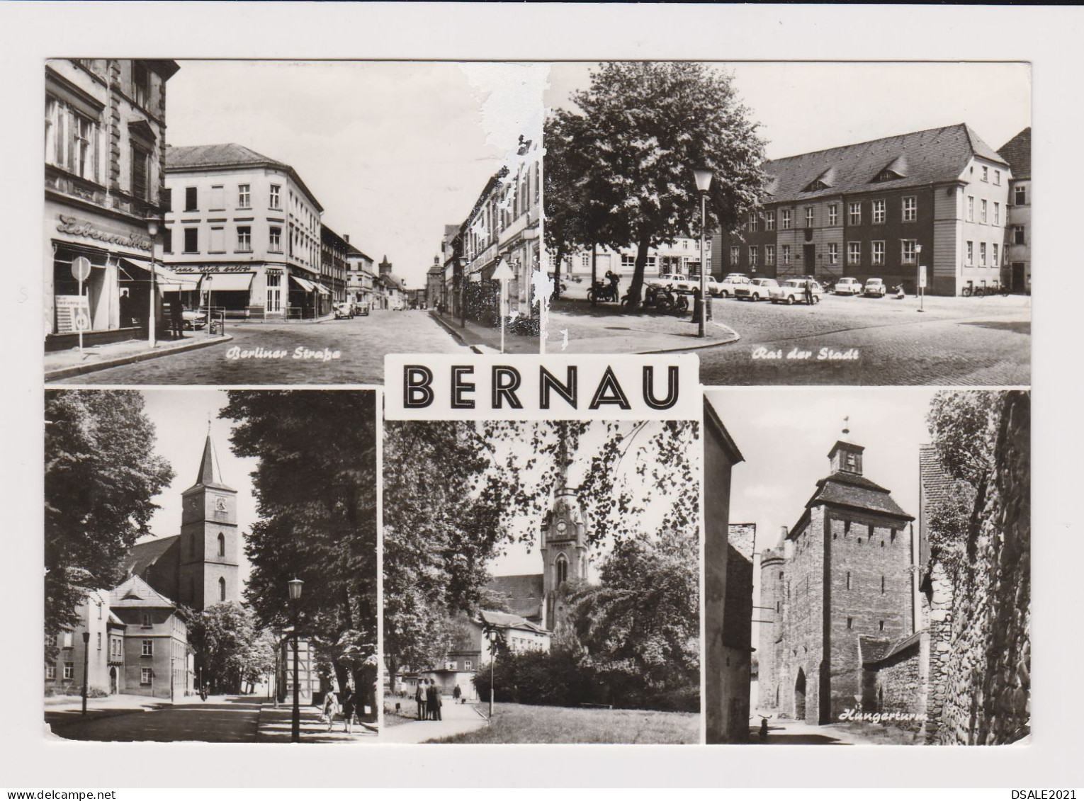 East Germany DDR 1970s Postcard W/10Pf Stamp TIE PARK BERLIN Deer Cachet, View BERNAU Buildings, Old Cars (67981) - Covers & Documents