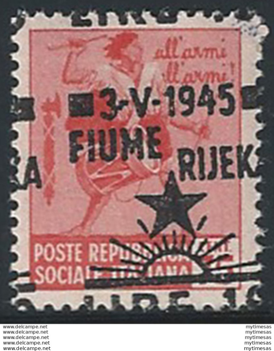 1945 Fiume Jugoslava 1v. MNH Sass. N. 21hc - Andere & Zonder Classificatie