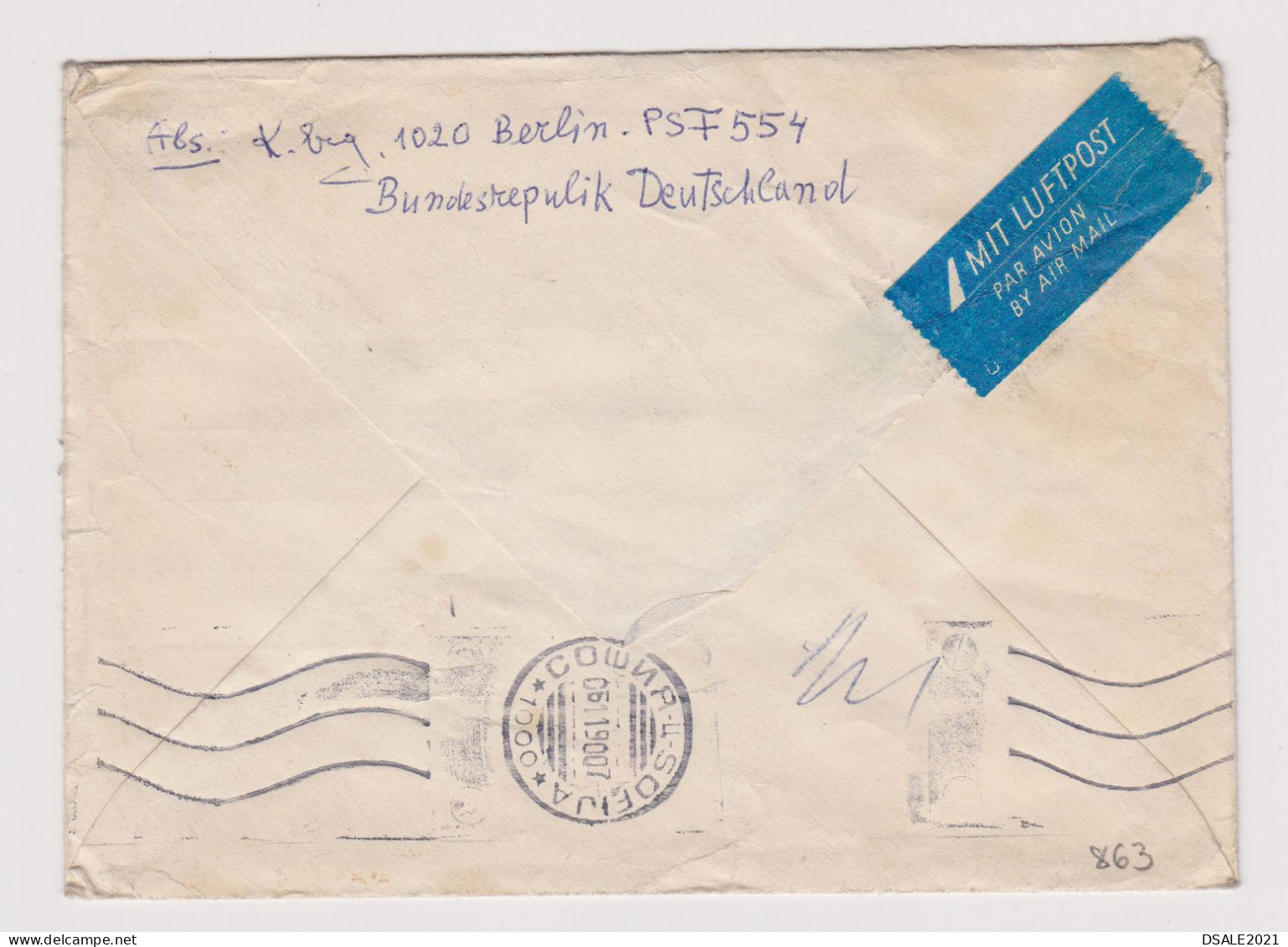 East Germany DDR 1990 Airmail Cover W/2x10Pf, 30Pf, 50Pf Last Definitive Stamps, Sent To Bulgariaen (863) - Lettres & Documents