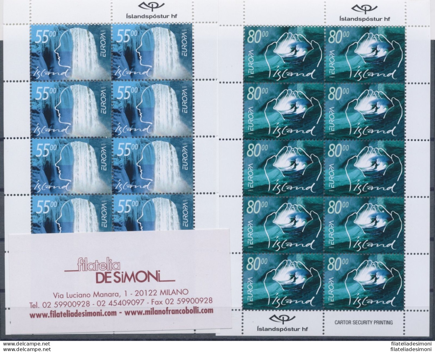 2001 EUROPA CEPT Islanda 2 Minifogli &quot;Acqua&quot; MNH** - Other & Unclassified