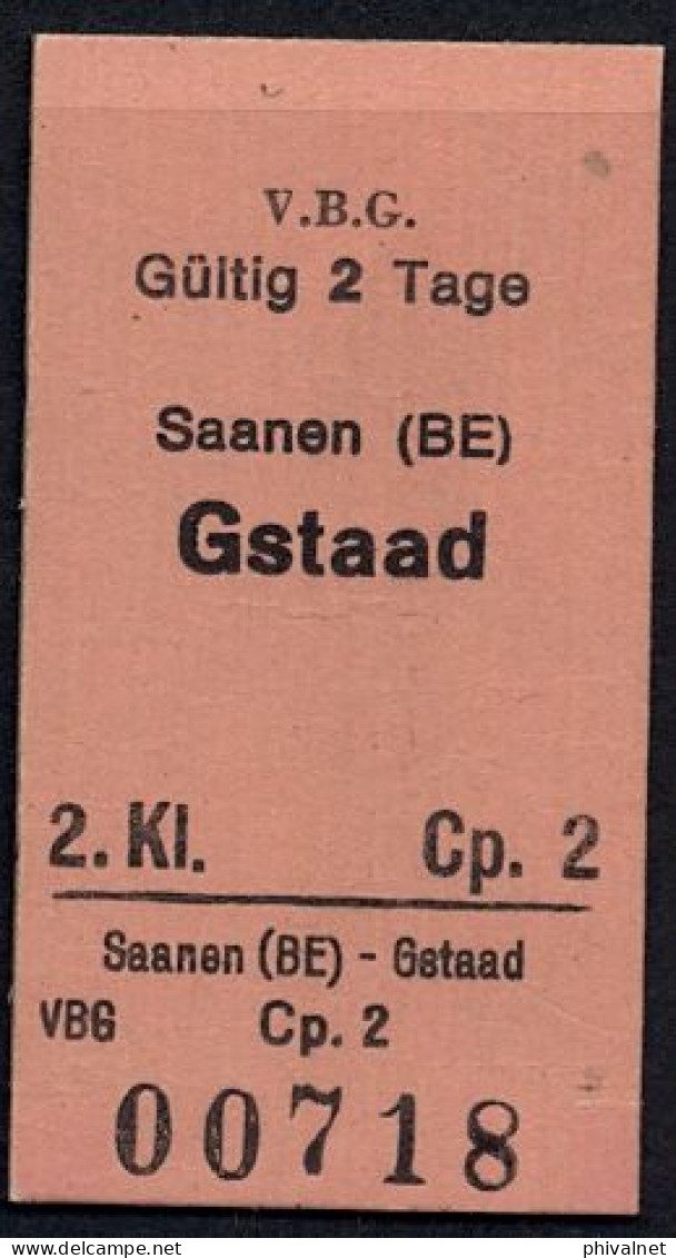 V.B.G. , SAANEN - GSTAAD , TICKET DE FERROCARRIL , TREN , TRAIN , RAILWAYS - Europa