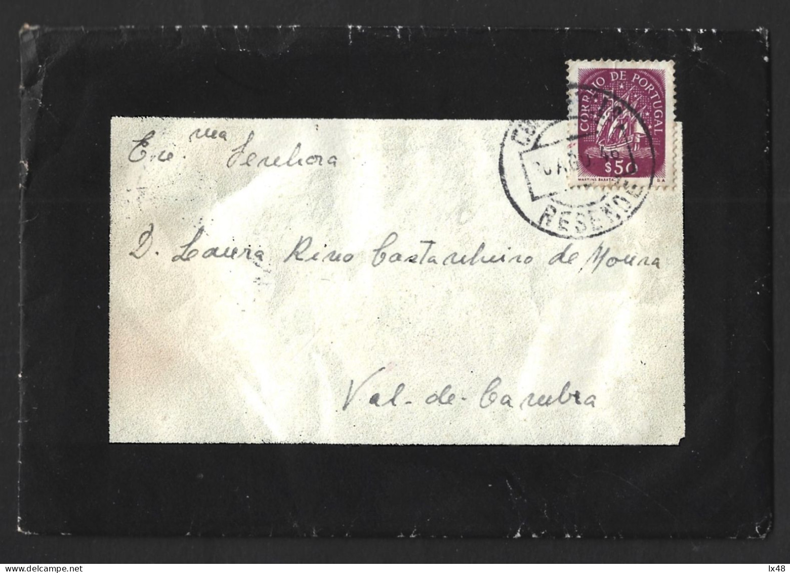 Carta De Luto Circulada De Resende Em 1946. Stamp Caravela.  Mourning Letter Circulated From Resende In 1946. Stamp Cara - Lettres & Documents