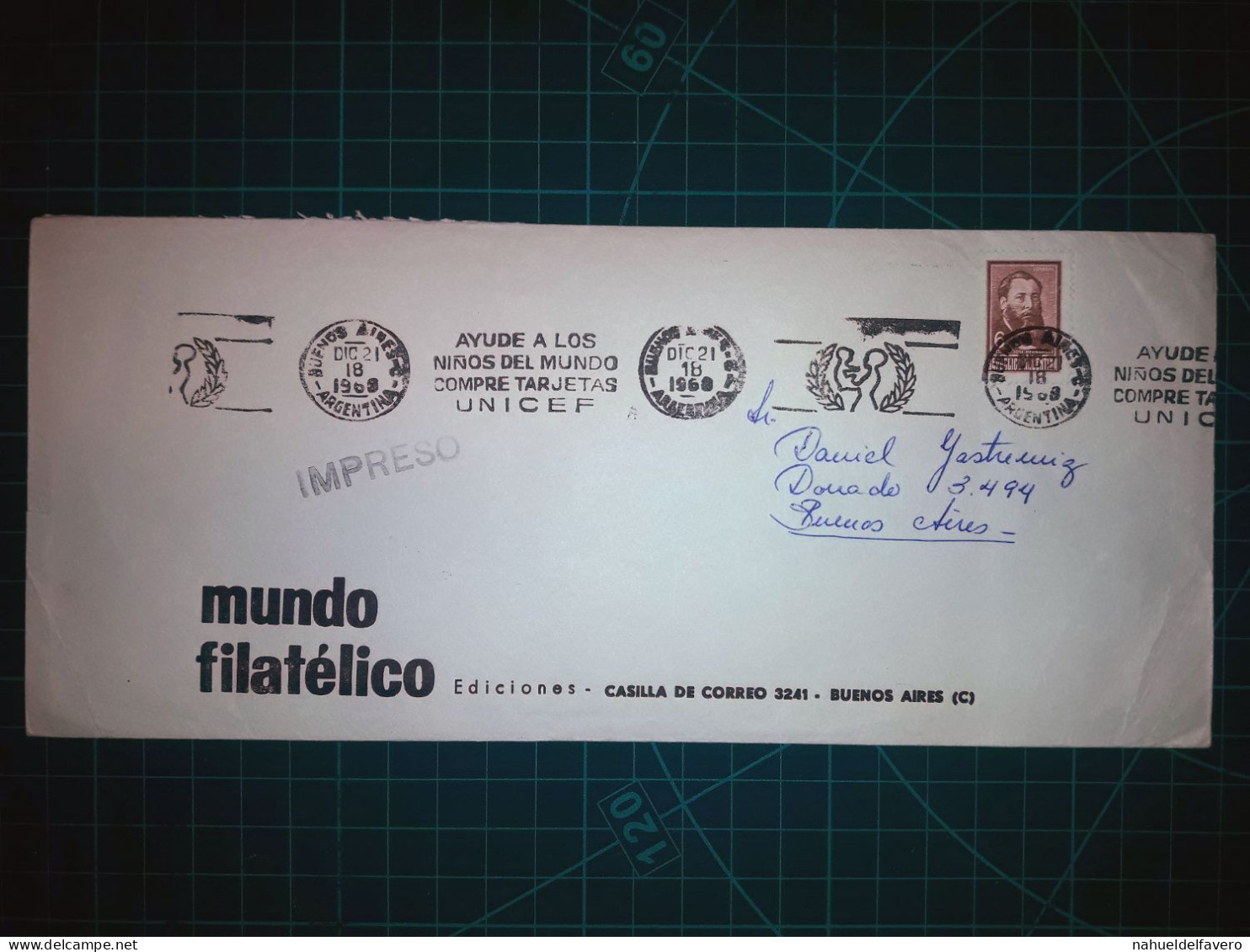 ARGENTINE; Enveloppe De “Mundo Filatelico Ediciones” Circulée Avec Une Banderole Parlante "Ayude A Los Niños Del Mundo,. - Oblitérés