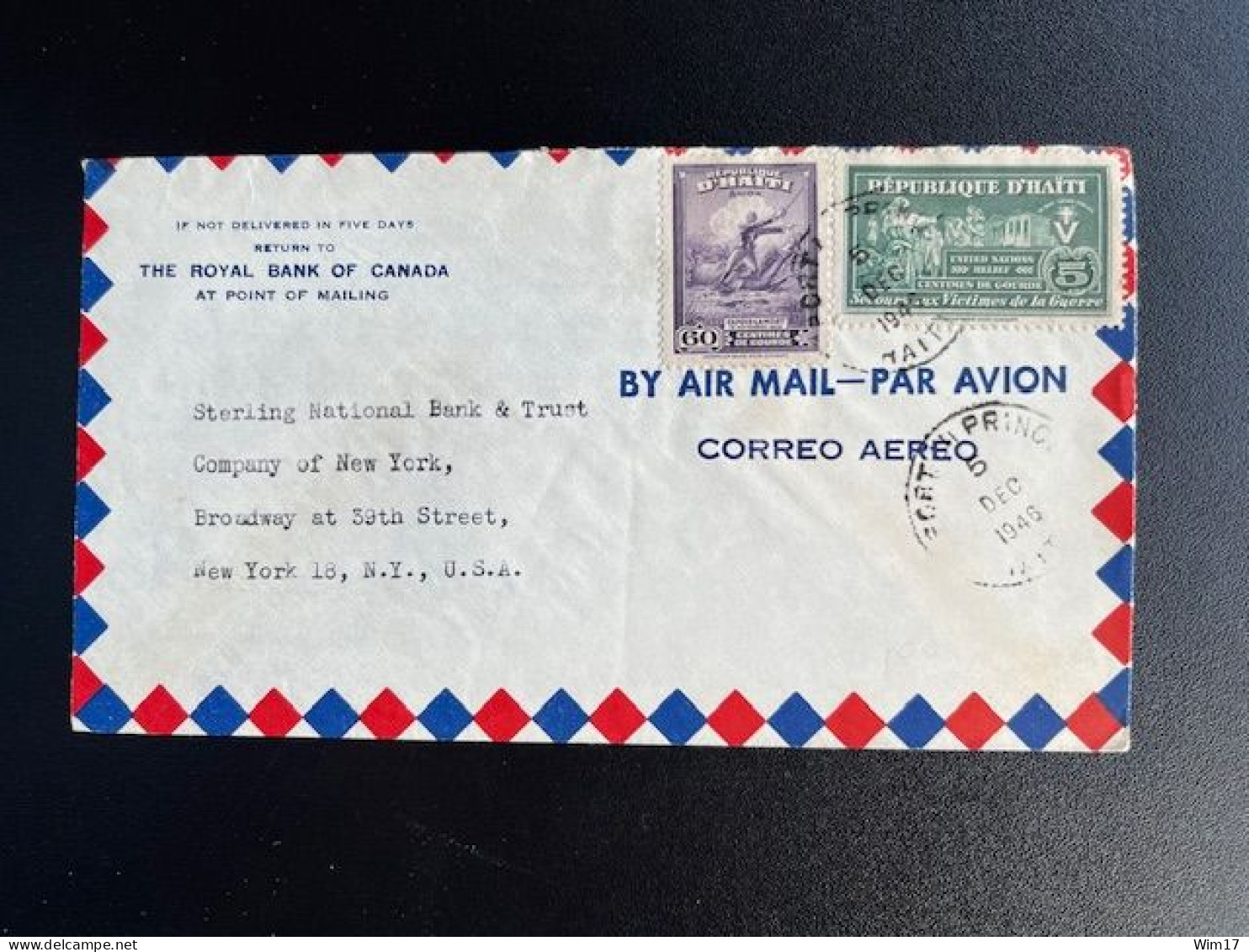 HAITI 1946 AIR MAIL LETTER PORT AU PRINCE TO NEW YORK 05-12-1946 - Haití