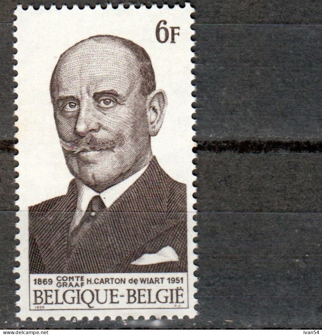 BELGIQUE : 1512 ** MNH – Comte Henry Carton De Wiart (1969) - Nuovi