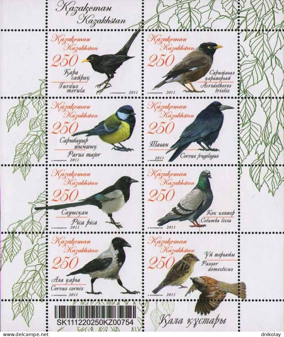 2011 733 Kazakhstan Birds Furdus Merula Acridotheris Tristis Parus Major Corvus Frugilegus MNH - Kazachstan