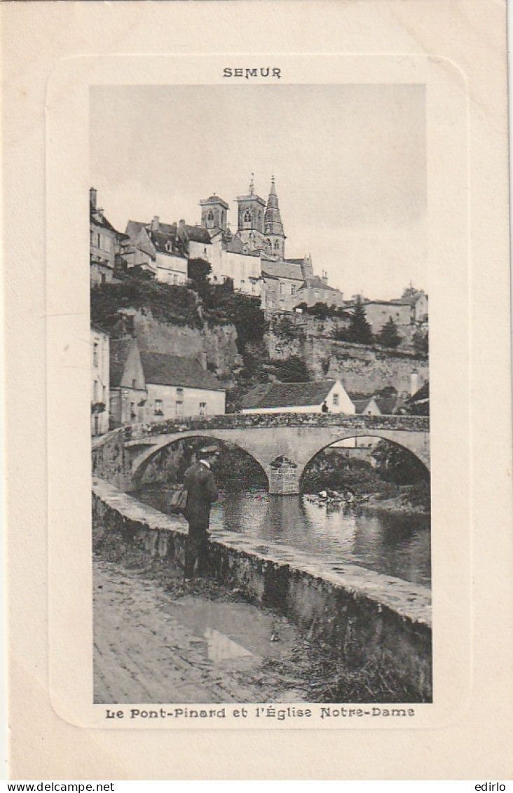 ***  21 ***    SEMUR Pont Pinard Et église Notre Dame Cadre Relief Neuve  Excellent état  - Semur