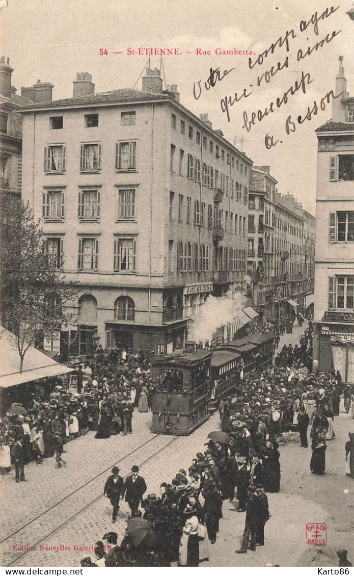 St étienne * 1904 * Train Tram Tramway * Rue Gambetta - Saint Etienne