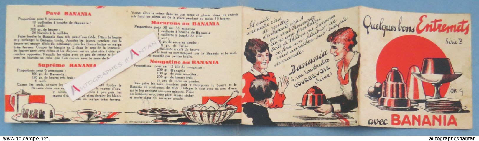 ● BABANIA Vieux Dépliant Quelques Bons Entremets Courbevoie Recettes - Publicité - Publicités