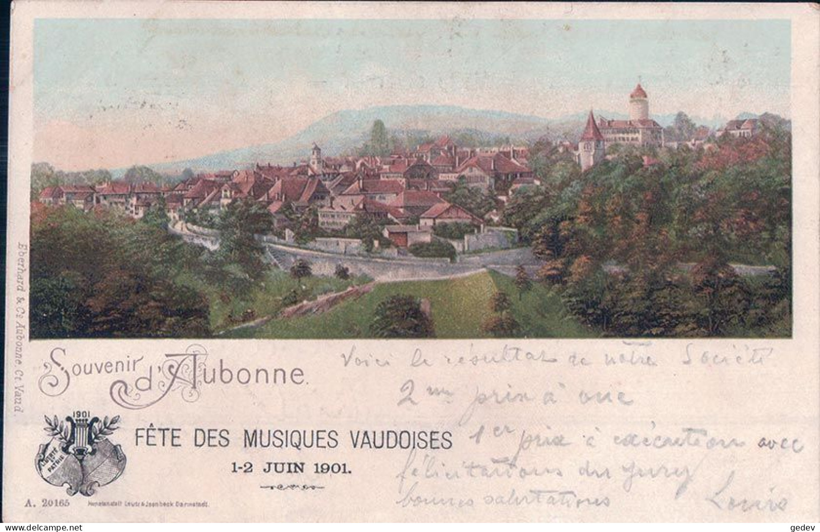 Souvenir D'Aubonne VD, Fête Des Musiques Vaudoises 1901 (20165) - Aubonne