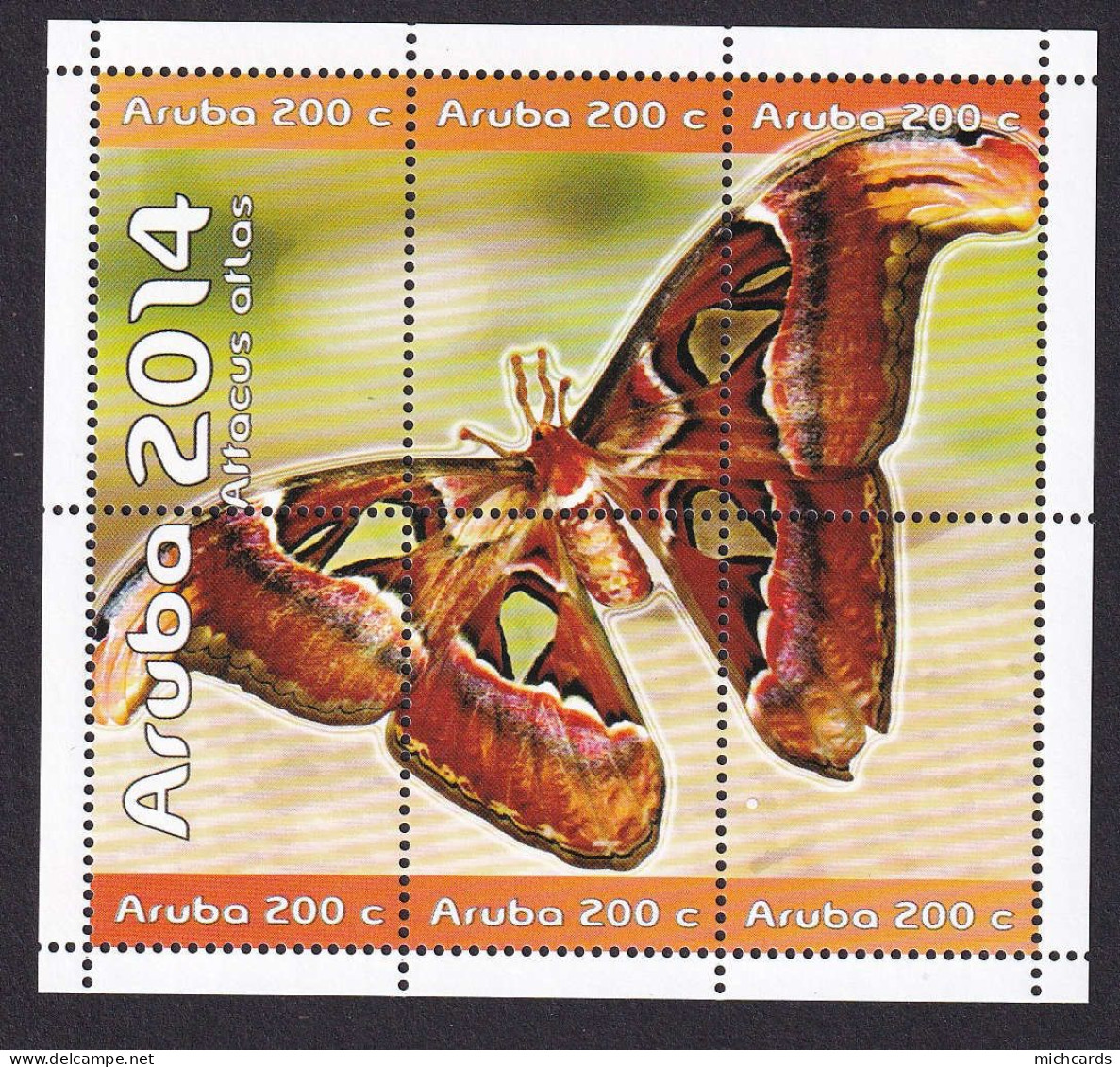323 ARUBA 2014 - Y&T 795/800 - Papillon Insecte - Neuf ** (MNH) Sans Charniere - Curaçao, Antilles Neérlandaises, Aruba