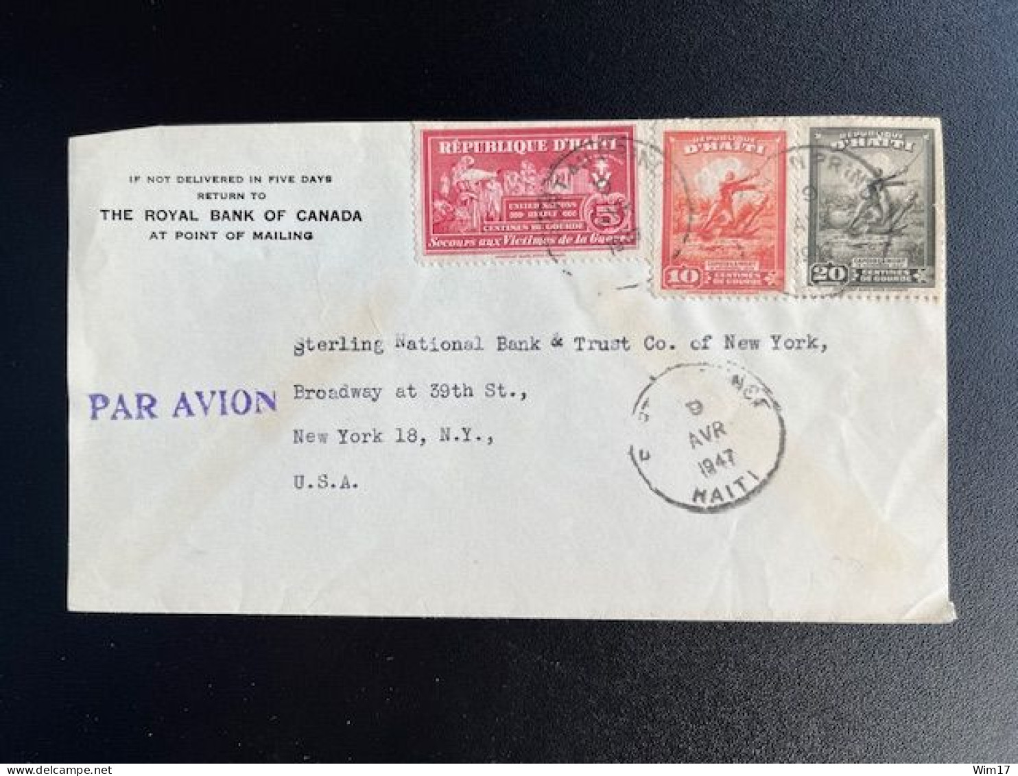 HAITI 1947 AIR MAIL LETTER PORT AU PRINCE TO NEW YORK USA 06-04-1947 - Haiti