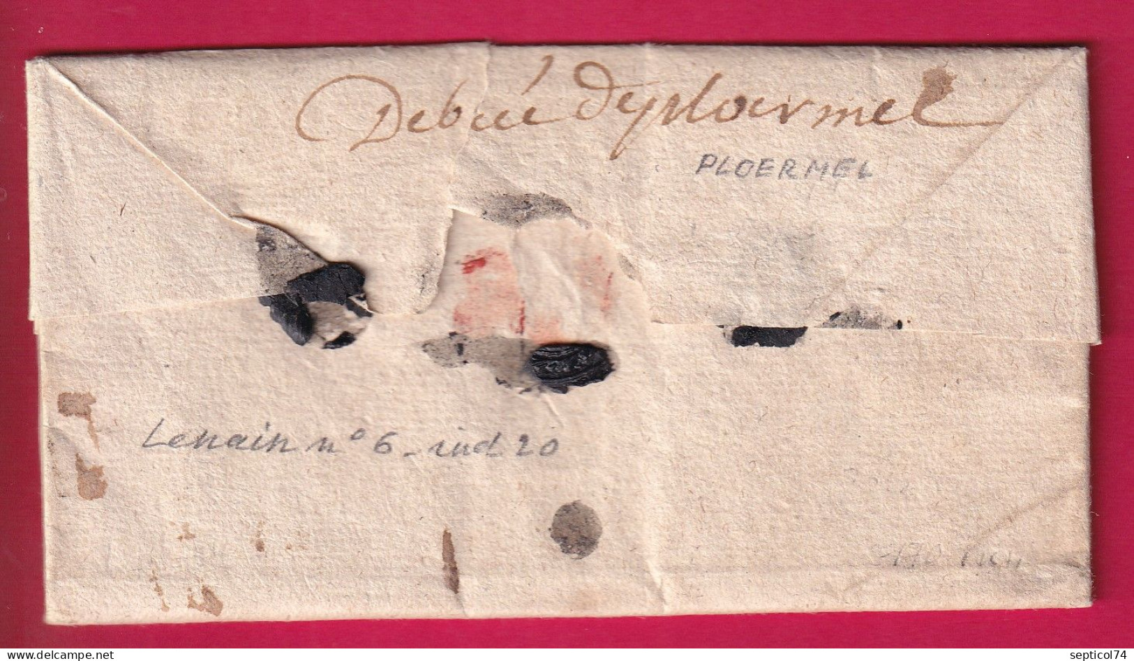 DEBOURSE MANUSCRIT DE PLOERMEL 1774 LENAIN N°6 INDICE 20 POUR PLELAN MORBIHAN LETTRE - 1701-1800: Vorläufer XVIII