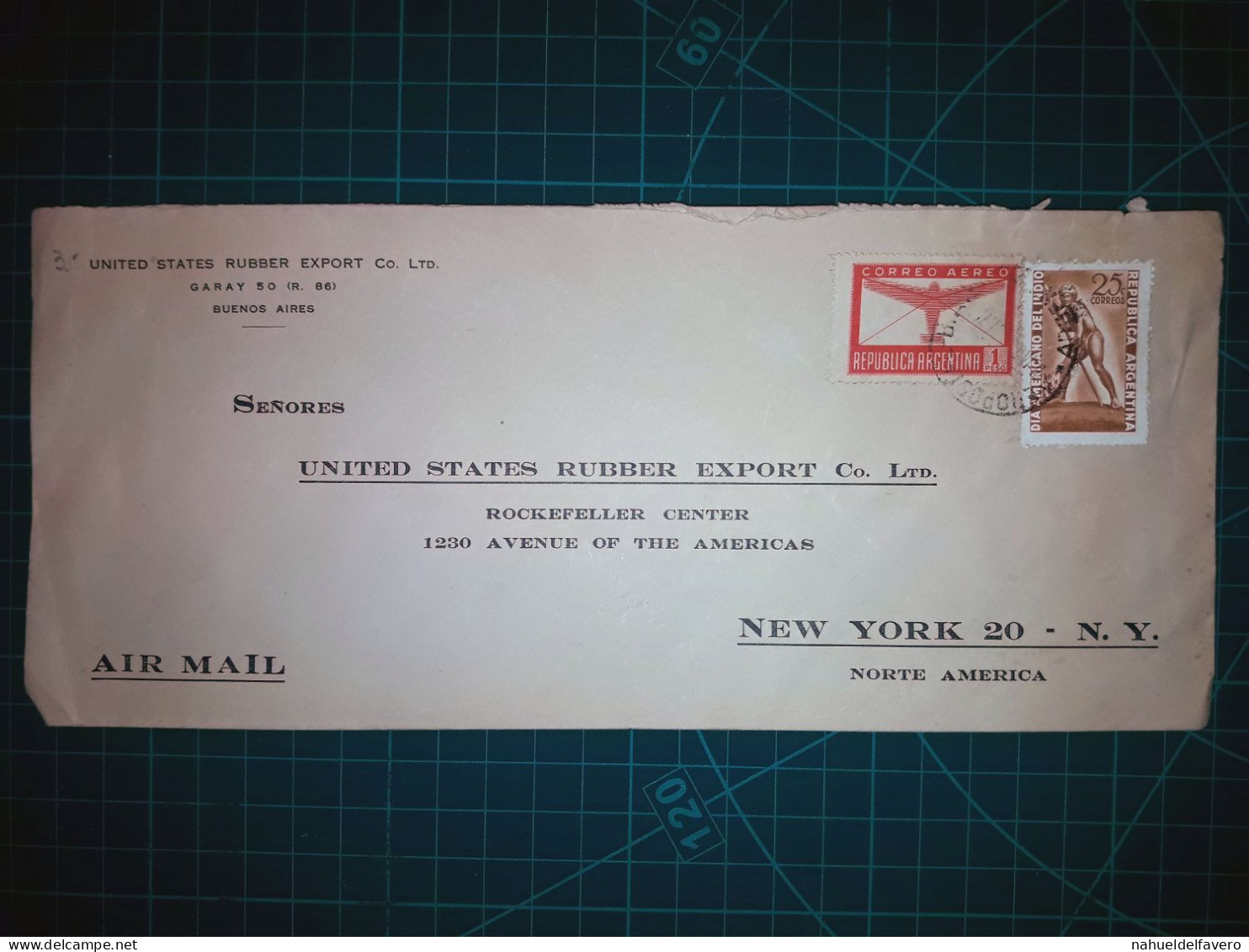 ARGENTINE; Enveloppe De "United States Rubber Export Co. Ltd" Diffusée à New York Avec Une Variété De Timbres-poste (Ame - Oblitérés