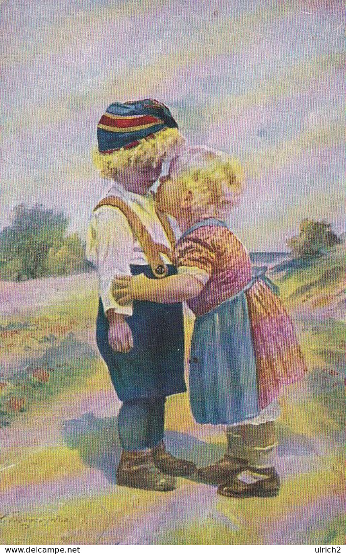 AK Hab Dich So Lieb - Künstlerkarte H. Berger - Kinder In Tracht - 1919 (69043) - Groepen Kinderen En Familie