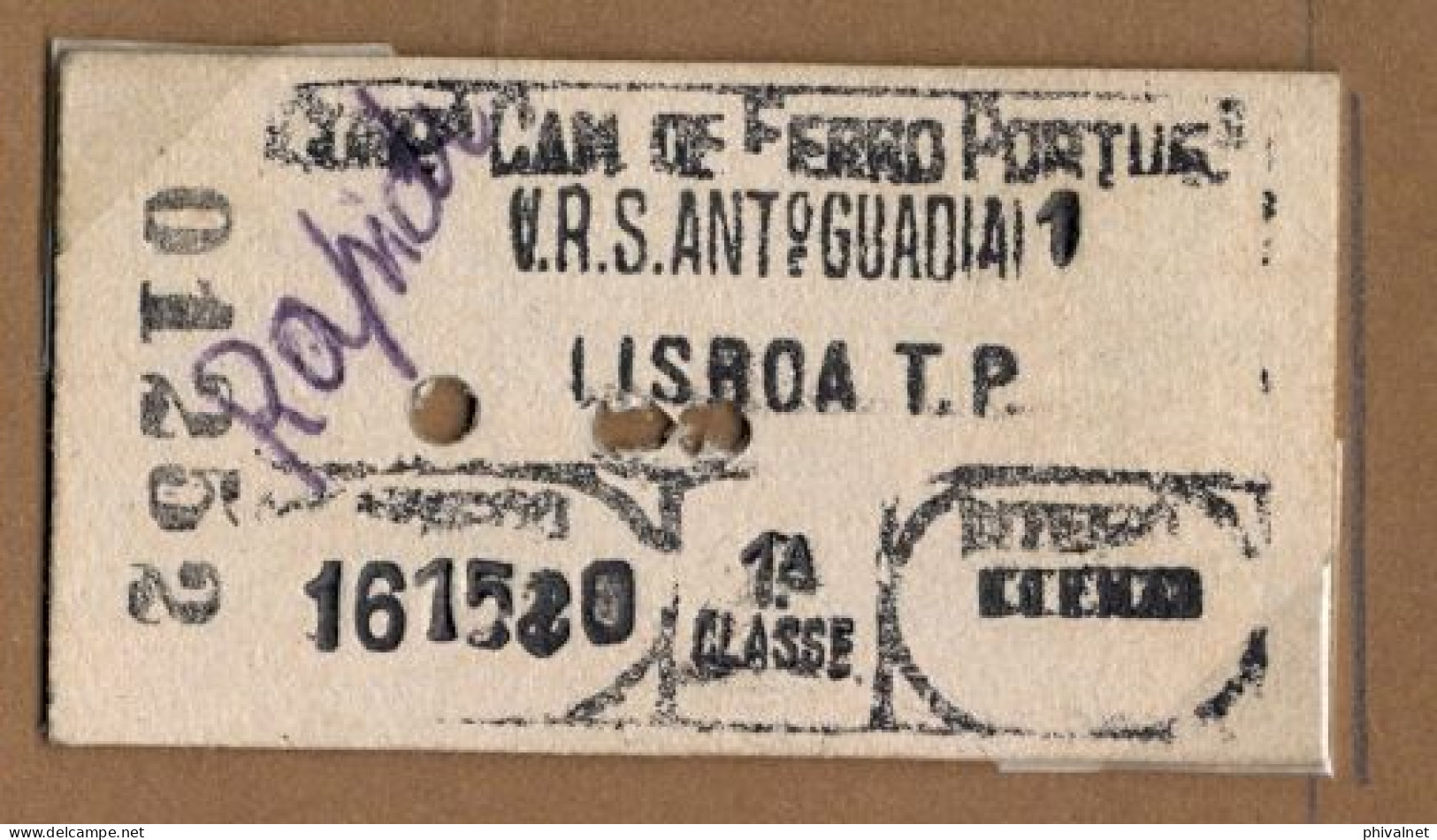 PORTUGAL , CAMINHOS DE FERRO PORTUGUES , SAO ANTONIO , LISBOA , TICKET DE FERROCARRIL , TREN , TRAIN , RAILWAYS - Europe