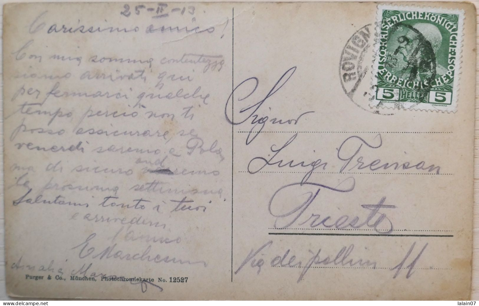 C. P. A. : CROATIA : ROVINJ : ROVIGNO , Stamp Osterreich In 1913 - Kroatien