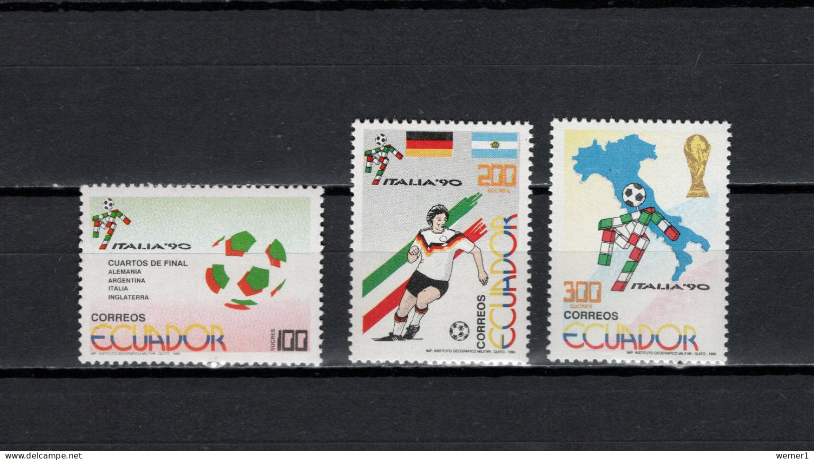 Ecuador 1990 Football Soccer World Cup Set Of 3 MNH - 1990 – Italie