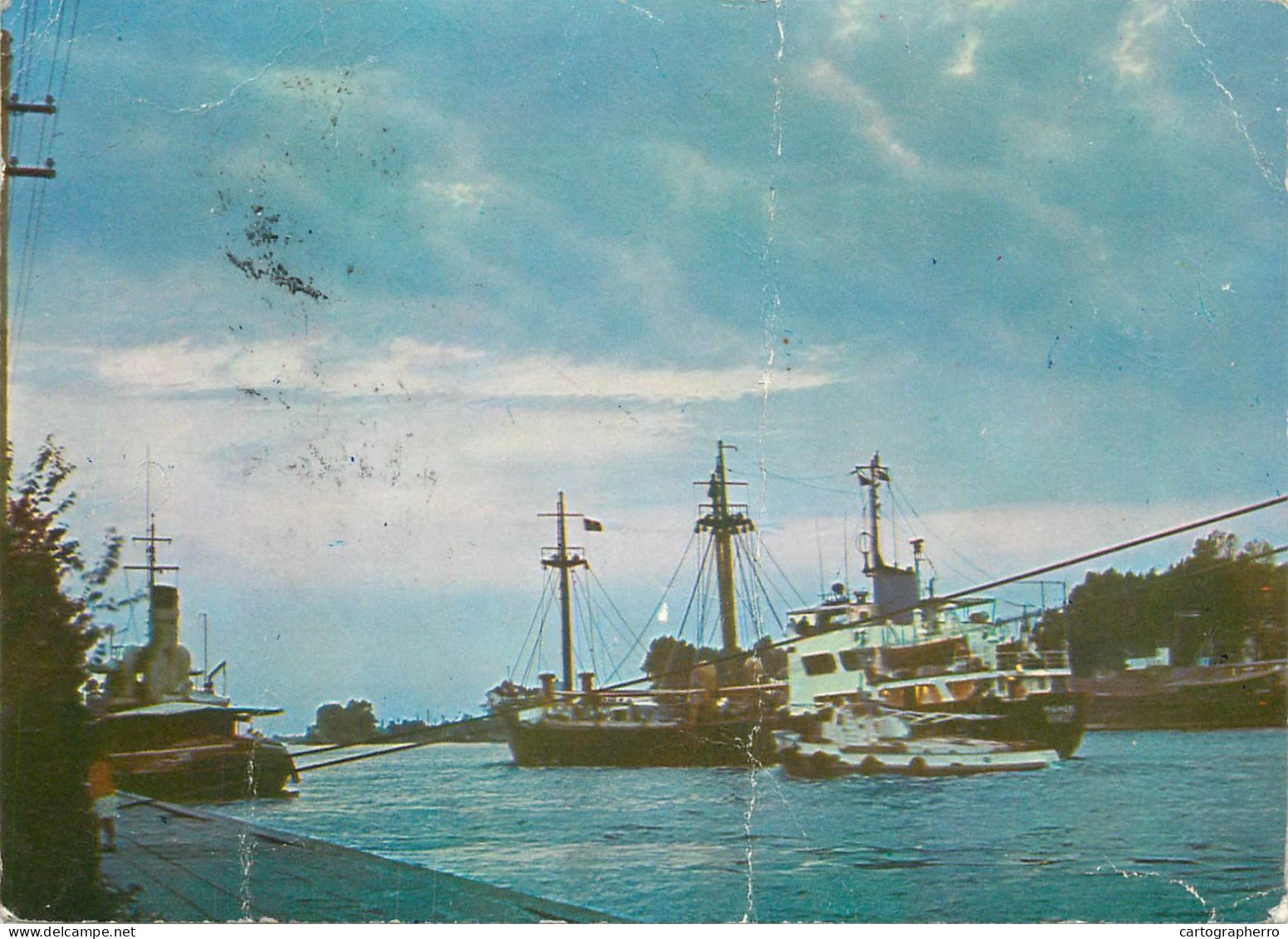 Navigation Sailing Vessels & Boats Themed Postcard Sulina Sunset 1976 - Sailing Vessels