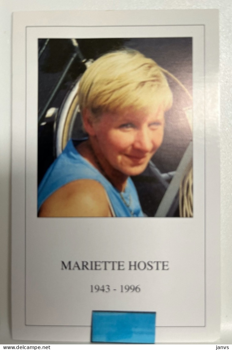 Devotie DP - Overlijden Mariette Hoste - Oudenaarde 1943 - Gent 1996 - Esquela