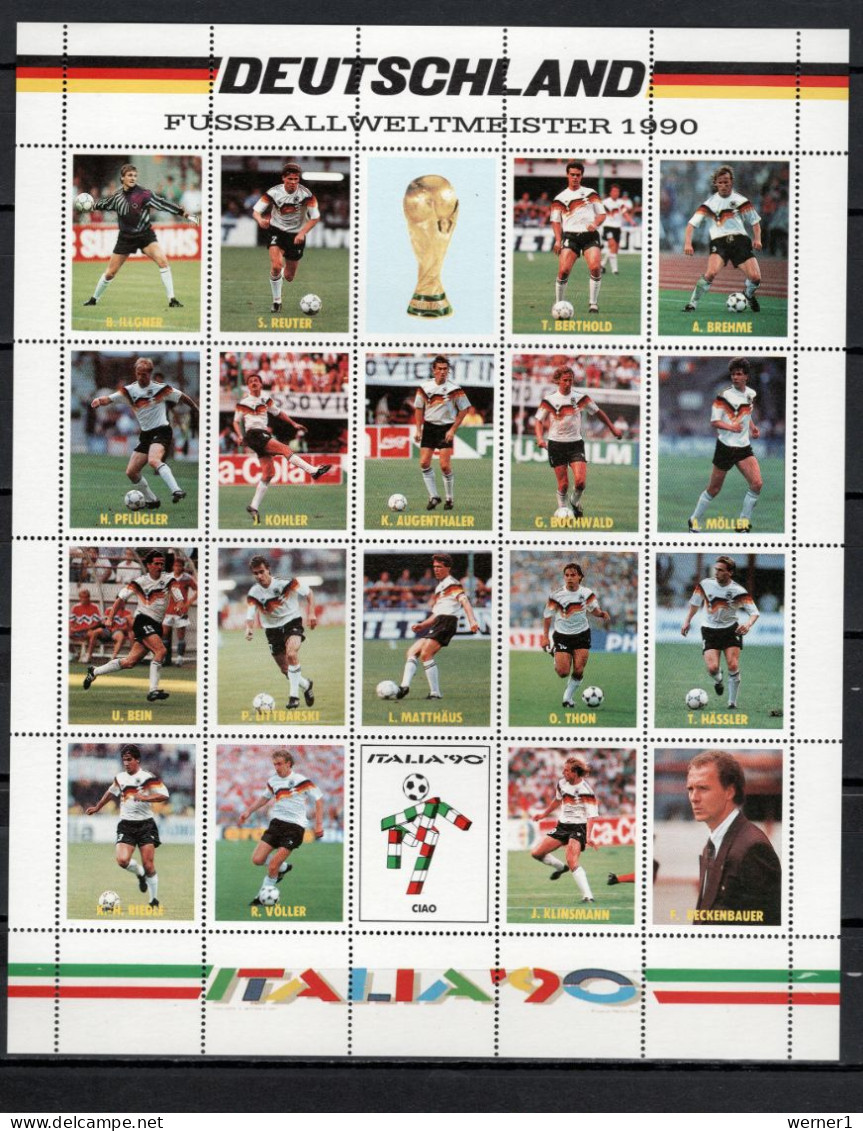 Germany 1990 Football Soccer World Cup Vignette Sheetlet With German Team MNH - 1990 – Italië