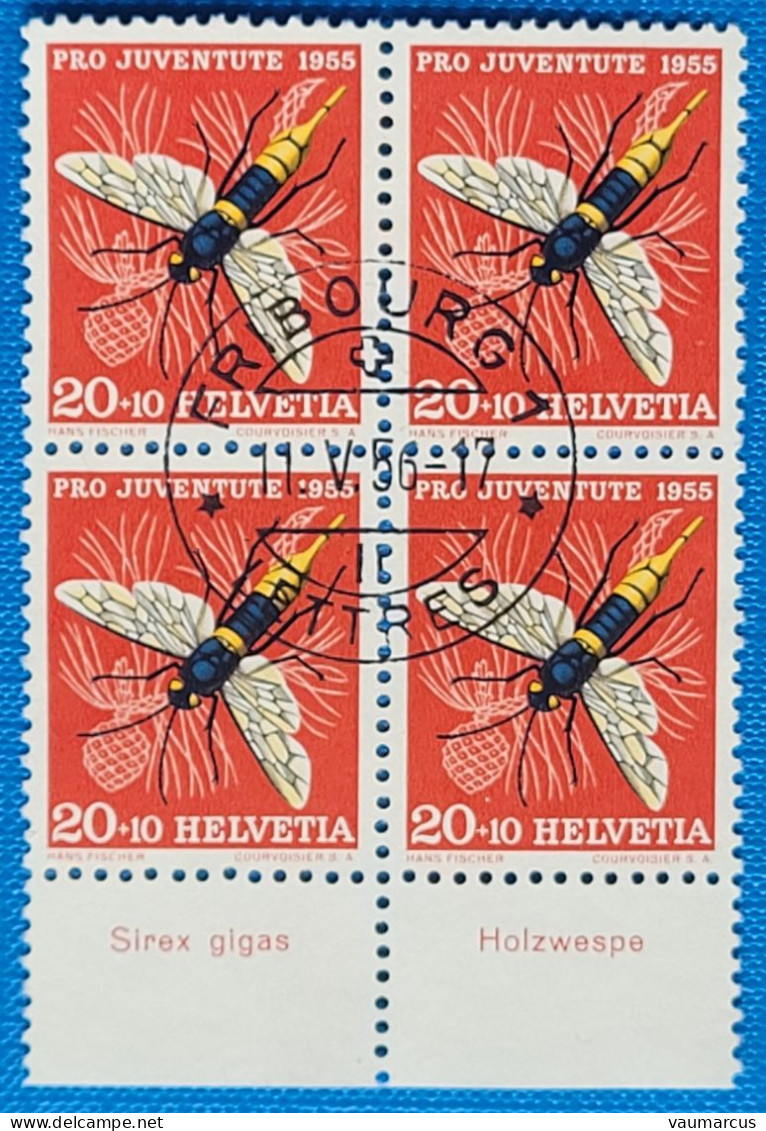 1955 Zu J 160 PRO JUVENTUTE Avec TABS En Latin + Allemand Bloc De 4 Obl. - Used Stamps