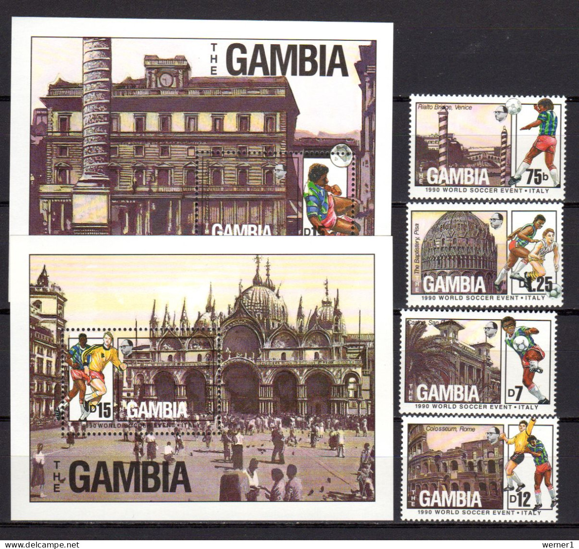 Gambia 1989 Football Soccer World Cup Set Of 4 + 2 S/s MNH - 1990 – Italy