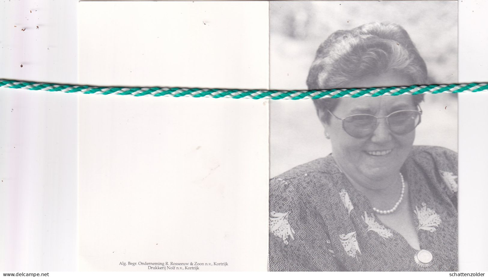 Denise Mielsens-Vandendriessche, Kortrijk 1923, 1993. Foto - Obituary Notices