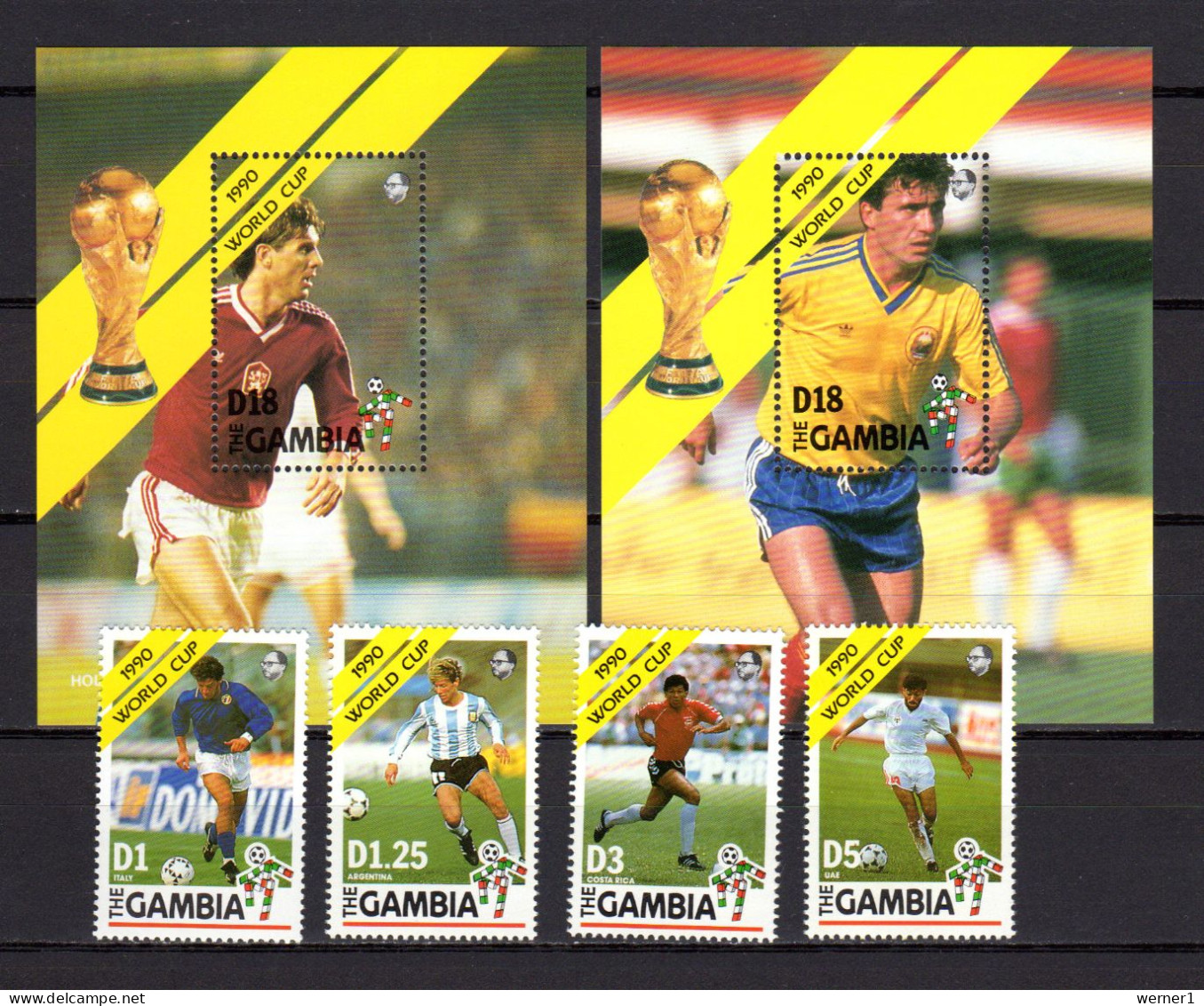 Gambia 1990 Football Soccer World Cup Set Of 4 + 2 S/s MNH - 1990 – Italy
