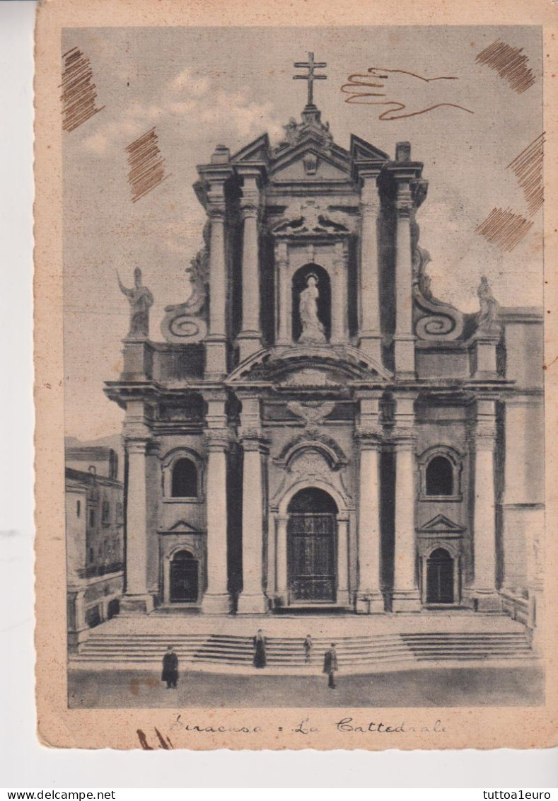SIRACUSA  LA CATTEDRALE  NICE STAMP AFFRANCATURA INTERESSANTE VG  1945 - Siracusa