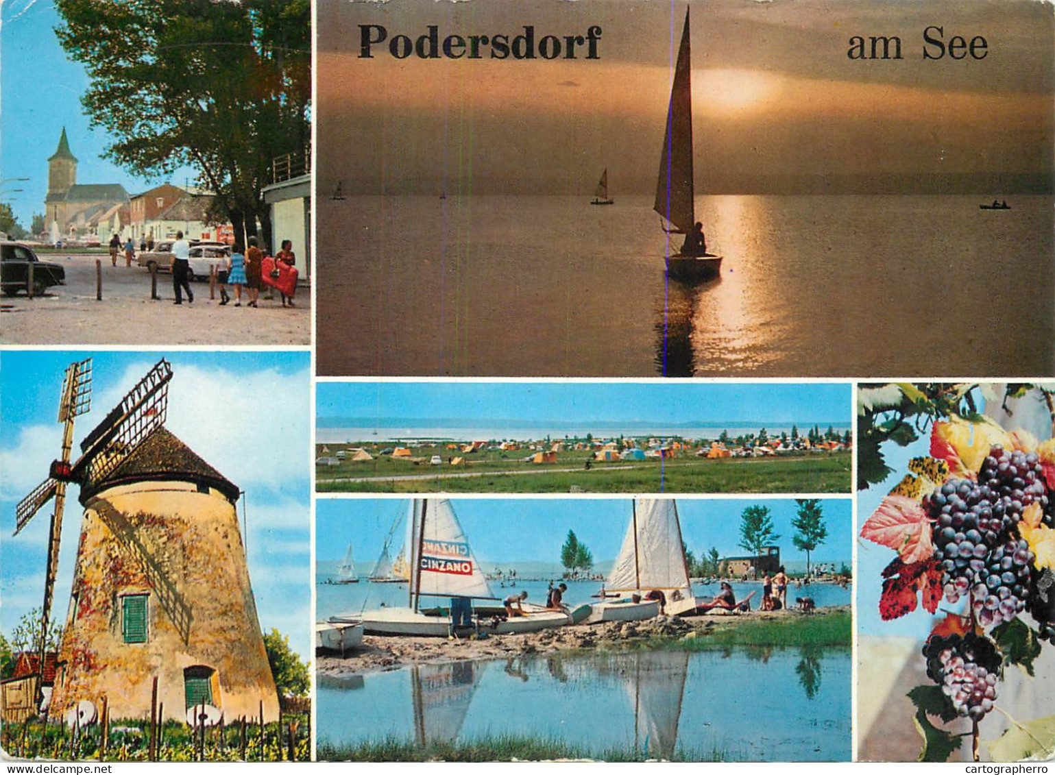 Navigation Sailing Vessels & Boats Themed Postcard Podersdorf Am See Windmill - Velieri