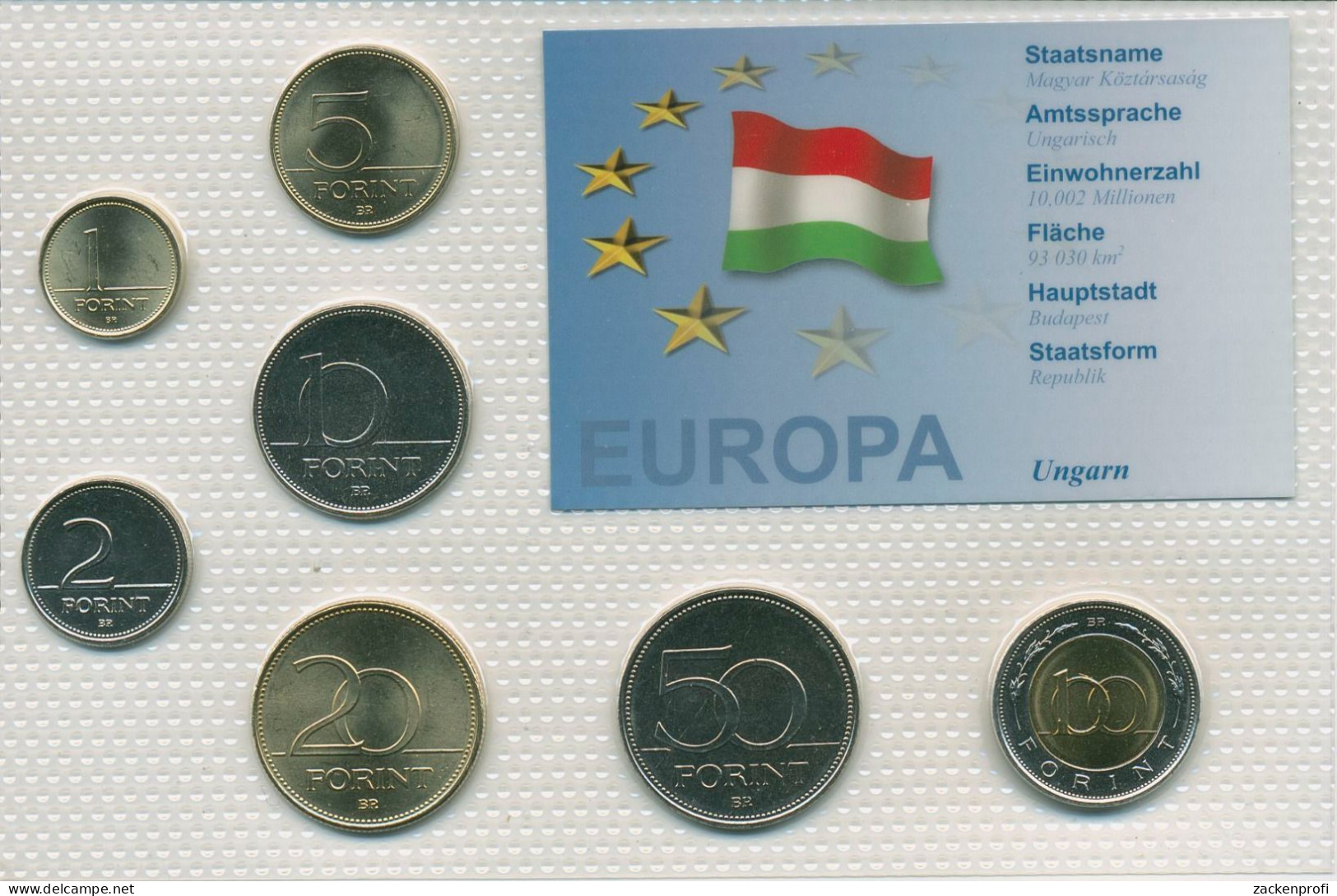 Ungarn 1995/2003 Kursmünzen 1 - 100 Forint Im Blister, St (m5358) - Ungheria