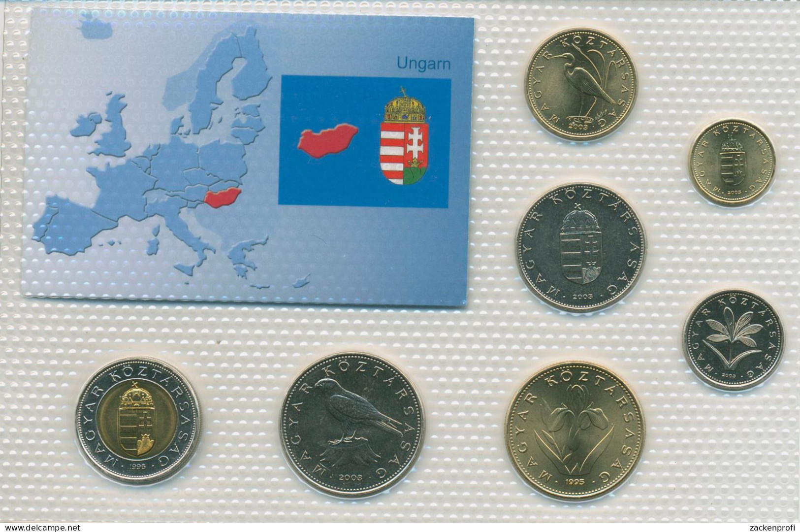 Ungarn 1995/2003 Kursmünzen 1 - 100 Forint Im Blister, St (m5358) - Hongarije