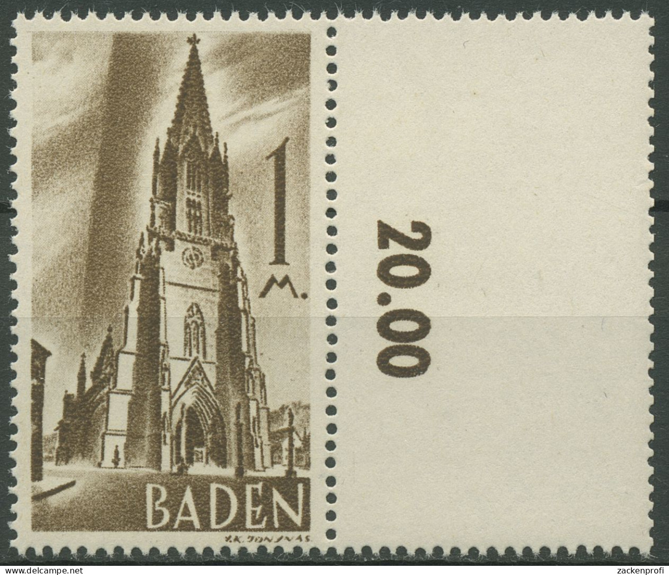 Französische Zone: Baden 1947 Mit Leerfeld 13 Yv II L Postfrisch - Baden