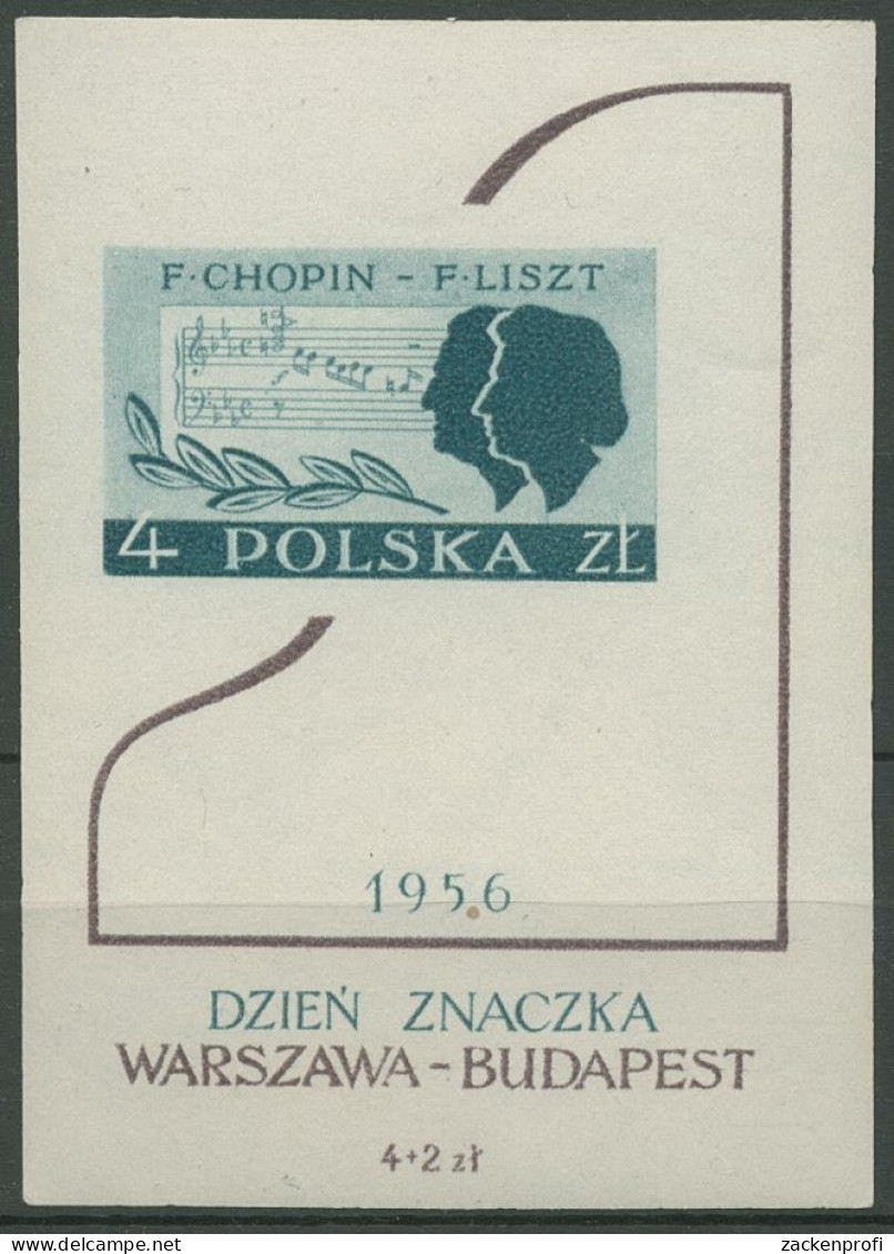 Polen 1956 Tag Der Briefmarke Chopin Liszt Block 19 Postfrisch (C93228) - Blocks & Kleinbögen