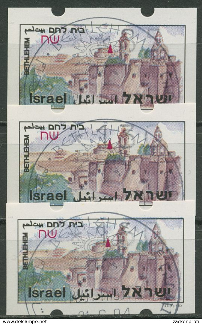 Israel ATM 1994 Bethlehem Satz 3 Werte (ohne Phosphor) ATM 11.1 X S1 Gestempelt - Affrancature Meccaniche/Frama