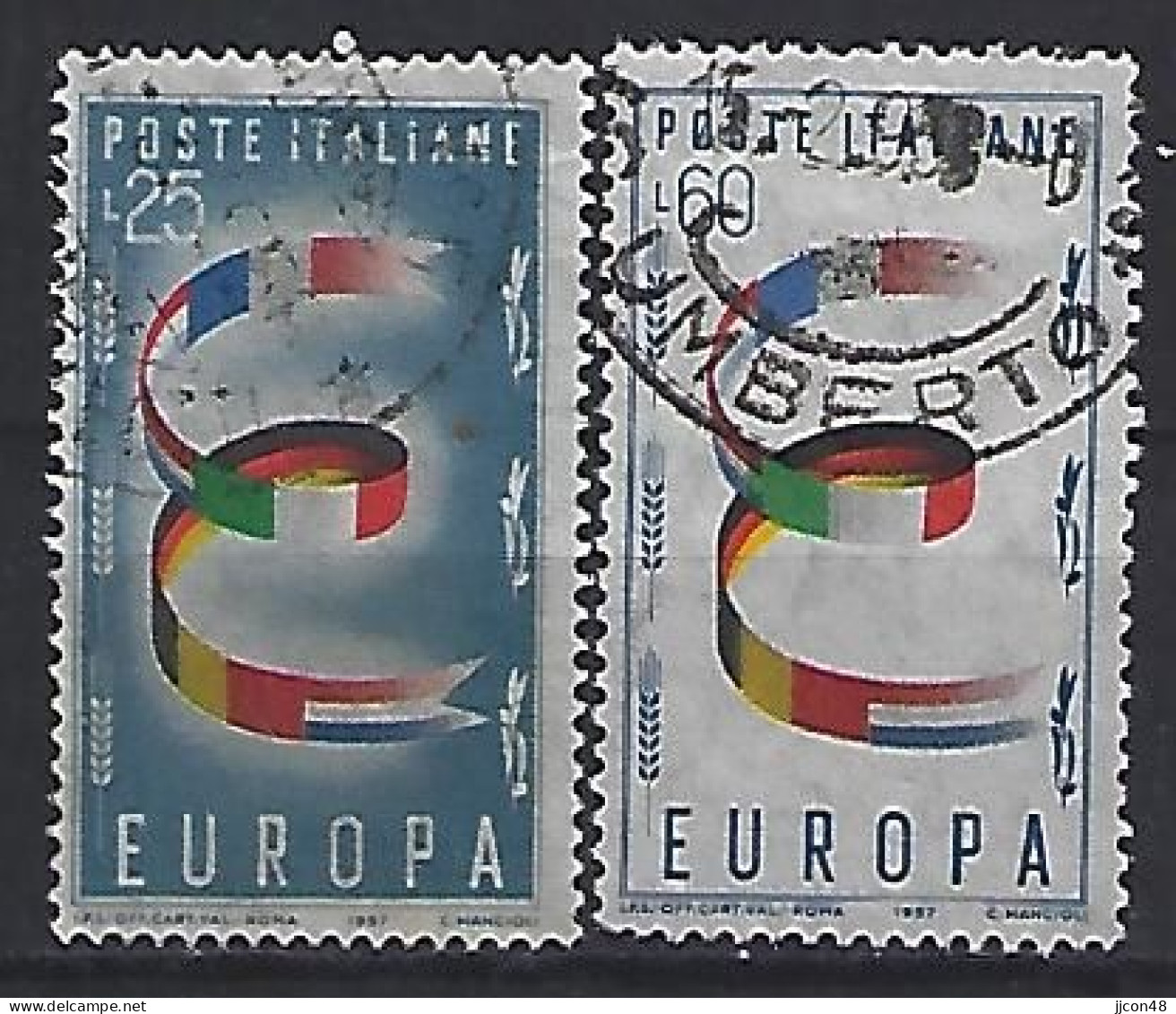 Italy 1957  Europa (o) Mi.992-993 - 1946-60: Usados