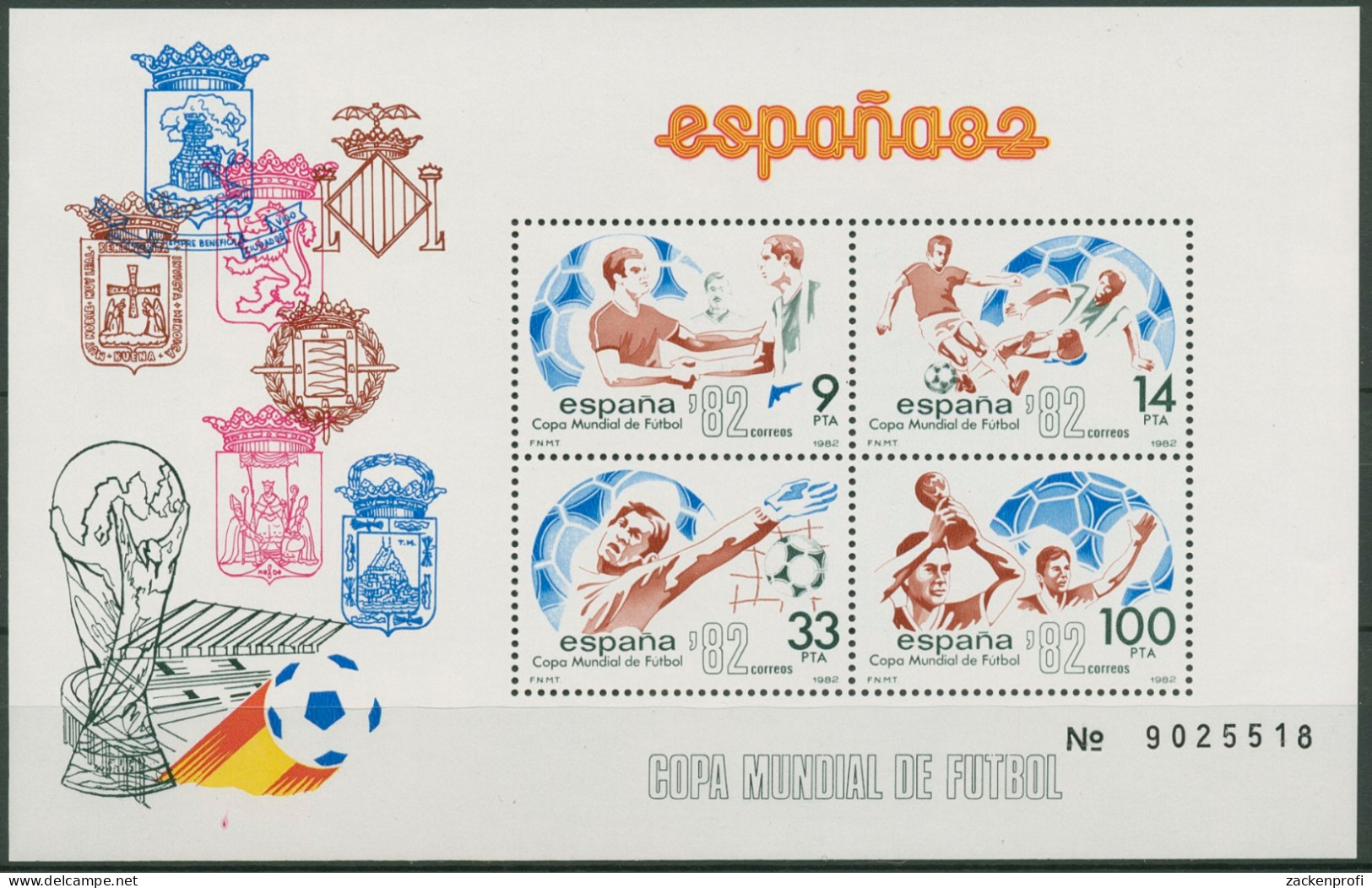 Spanien 1982 Fußball-WM Spanien Block 26 Postfrisch (C91695) - Blocks & Sheetlets & Panes