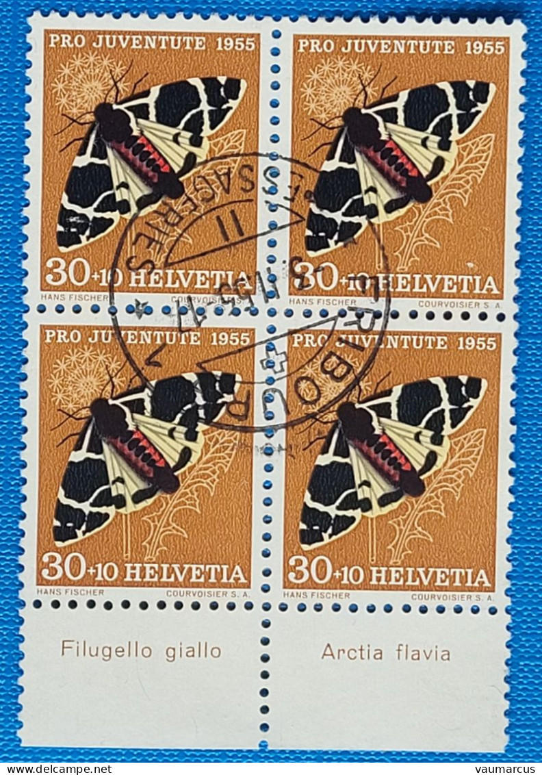 1955 Zu J 161 PRO JUVENTUTE Avec TABS En Italien + Latin Bloc De 4 Obl. - Used Stamps